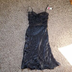 Victorias Secret Elegant Black Lace Slip Dress